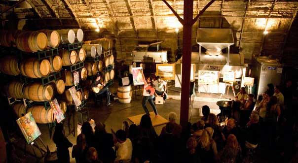 An event in the barrel room at Carr Winery