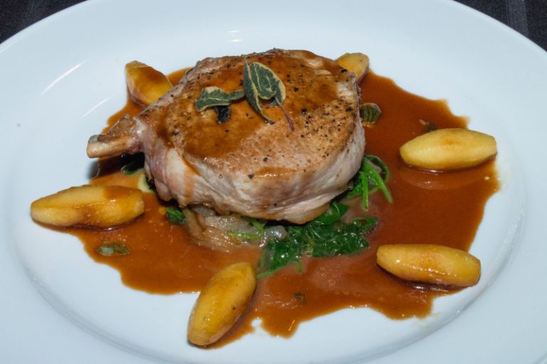Michael's Catering Pork Chops Stuffed with Manchego Carr Vineyards